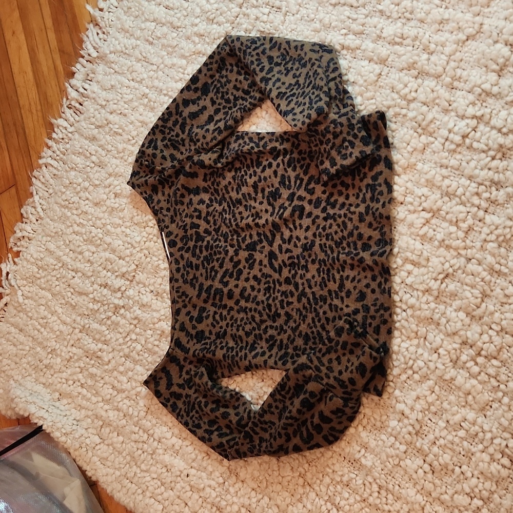 Sage the label animal print one shoulder long sleeve top